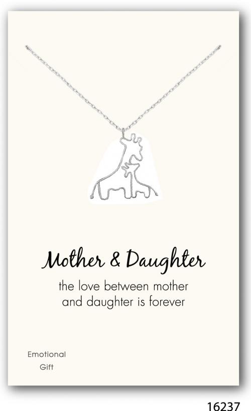 The mother daughter wired giraffe silver pendant